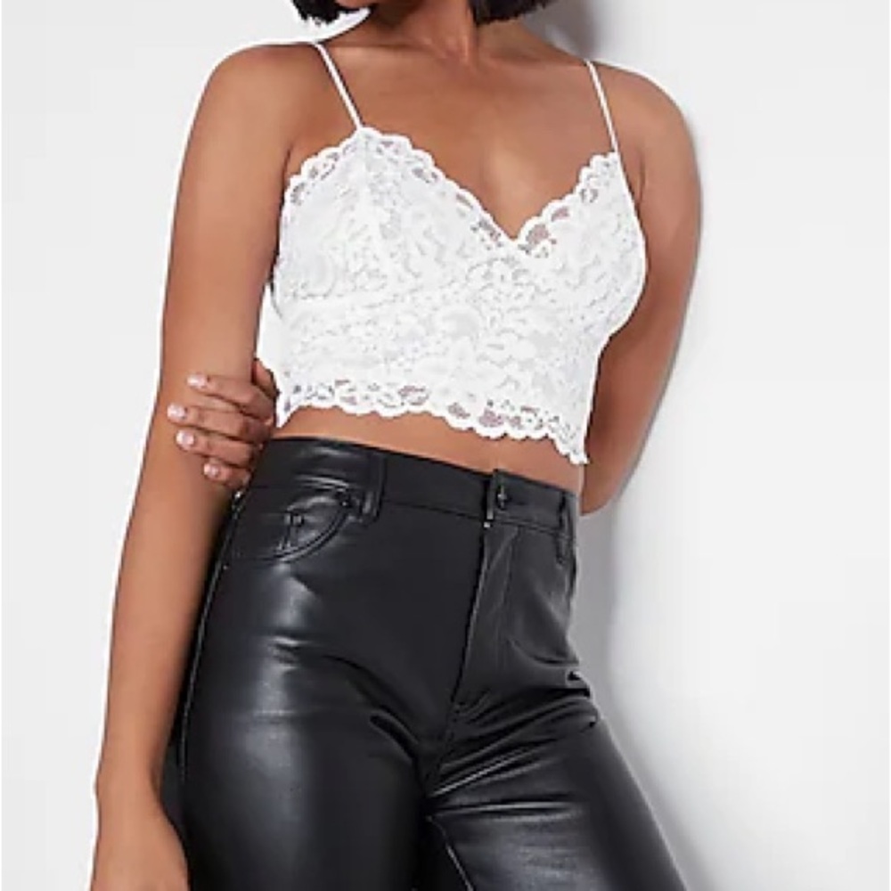 NWT White ALLOVER LACE CROPPED CAMI